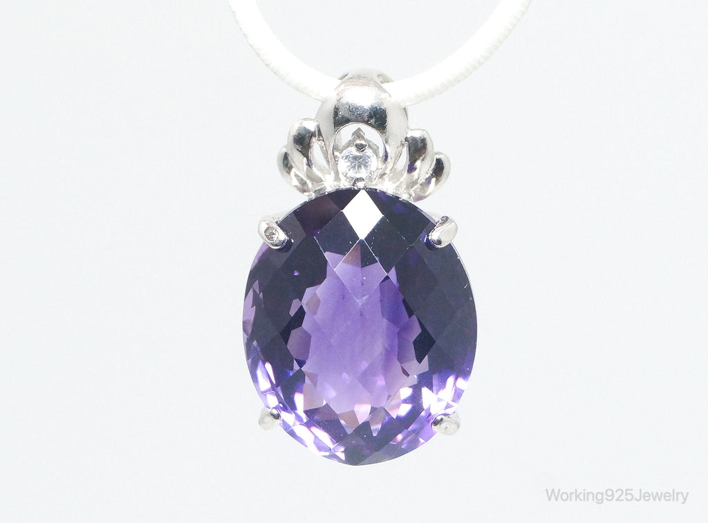 Vintage Amethyst Cubic Zirconia Sterling Silver Necklace Pendant | Jewelry > Necklaces > Pendants | Wiccan Center