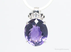 Vintage Amethyst Cubic Zirconia Sterling Silver Necklace Pendant | Jewelry > Necklaces > Pendants | Wiccan Center
