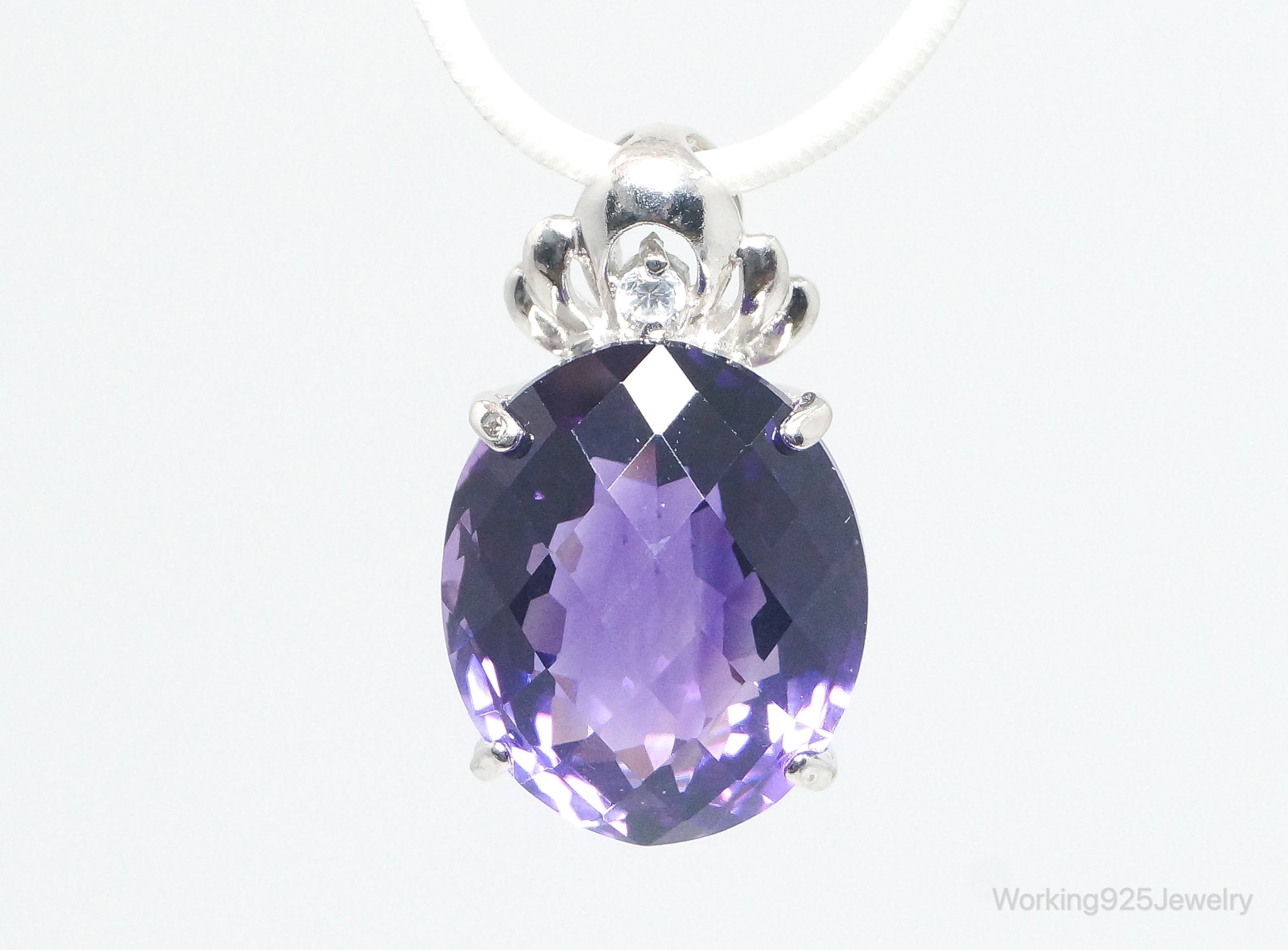 Vintage Amethyst Cubic Zirconia Sterling Silver Necklace Pendant | Jewelry > Necklaces > Pendants | Wiccan Center