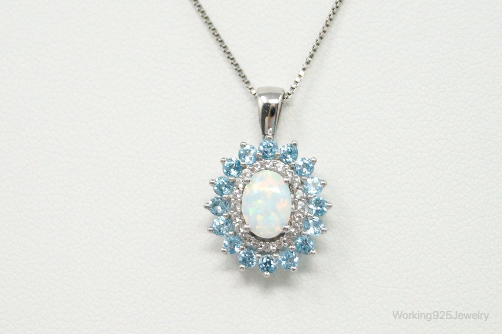 Designer Jane Seymour Blue Topaz Cubic Zirconia Sterling Silver Necklace | Jewelry > Necklaces > Pendants | Wiccan Center