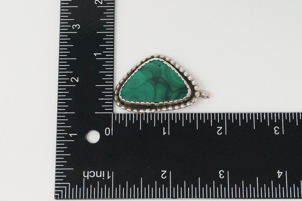 Large Vintage Native American Unsigned Malachite Sterling Silver Pendant | Jewelry > Necklaces > Pendants | Wiccan Center