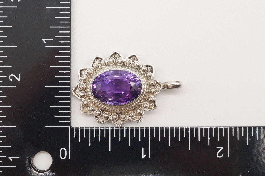 Vintage Large Amethyst Sterling Silver Pendant | Jewelry > Necklaces > Pendants | Wiccan Center