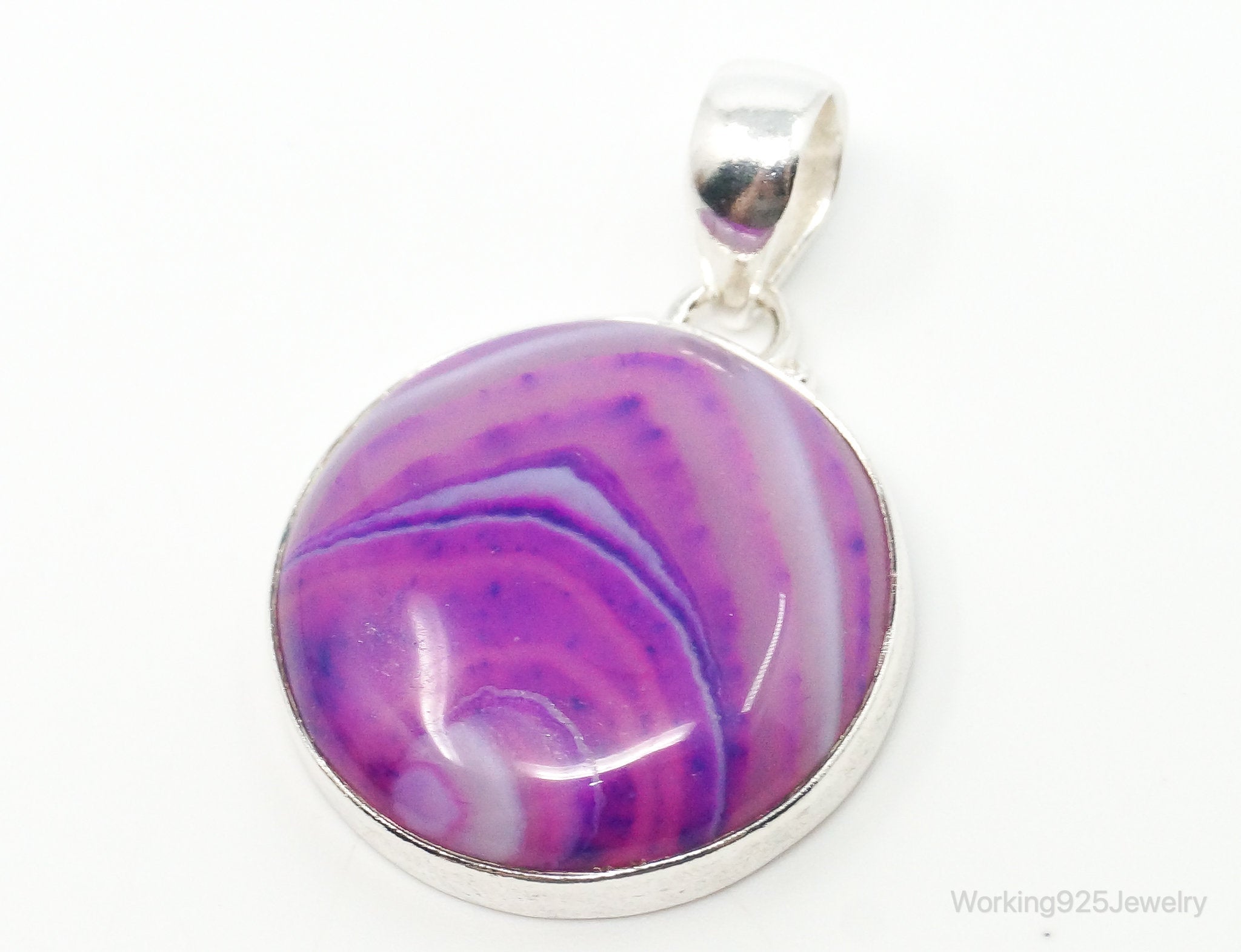 Vintage Designer TGGC Large Pink Agate Sterling Silver Necklace Pendant | Jewelry > Necklaces > Pendants | Wiccan Center