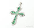 Vintage Green Chalcedony Green Cubic Zirconia Cross Sterling Silver Pendant | Jewelry > Necklaces > Pendants | Wiccan Center