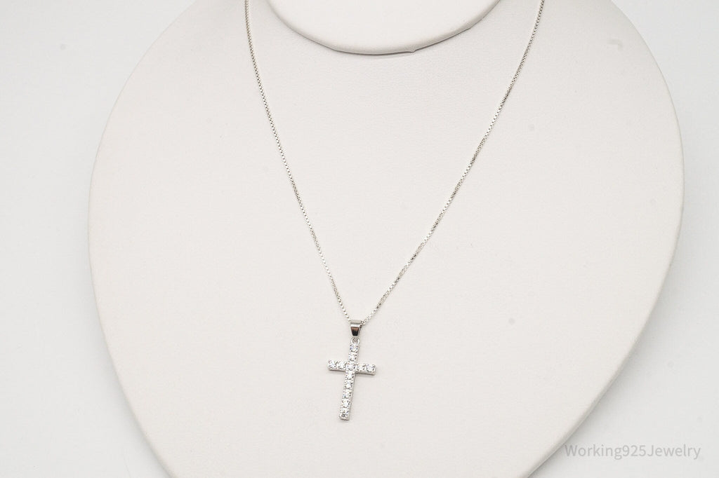 Vintage Cubic Zirconia Cross Sterling Silver Necklace | Jewelry > Necklaces | Wiccan Center
