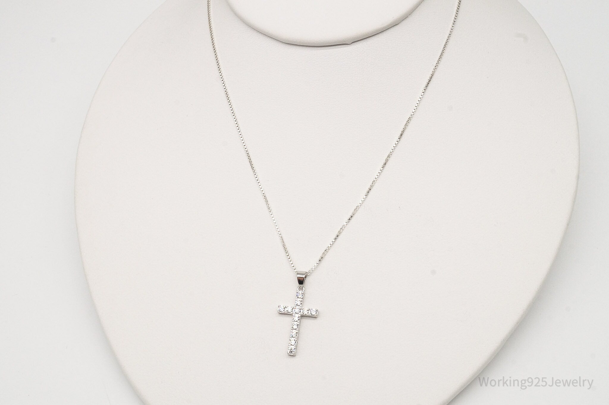 Vintage Cubic Zirconia Cross Sterling Silver Necklace | Jewelry > Necklaces | Wiccan Center
