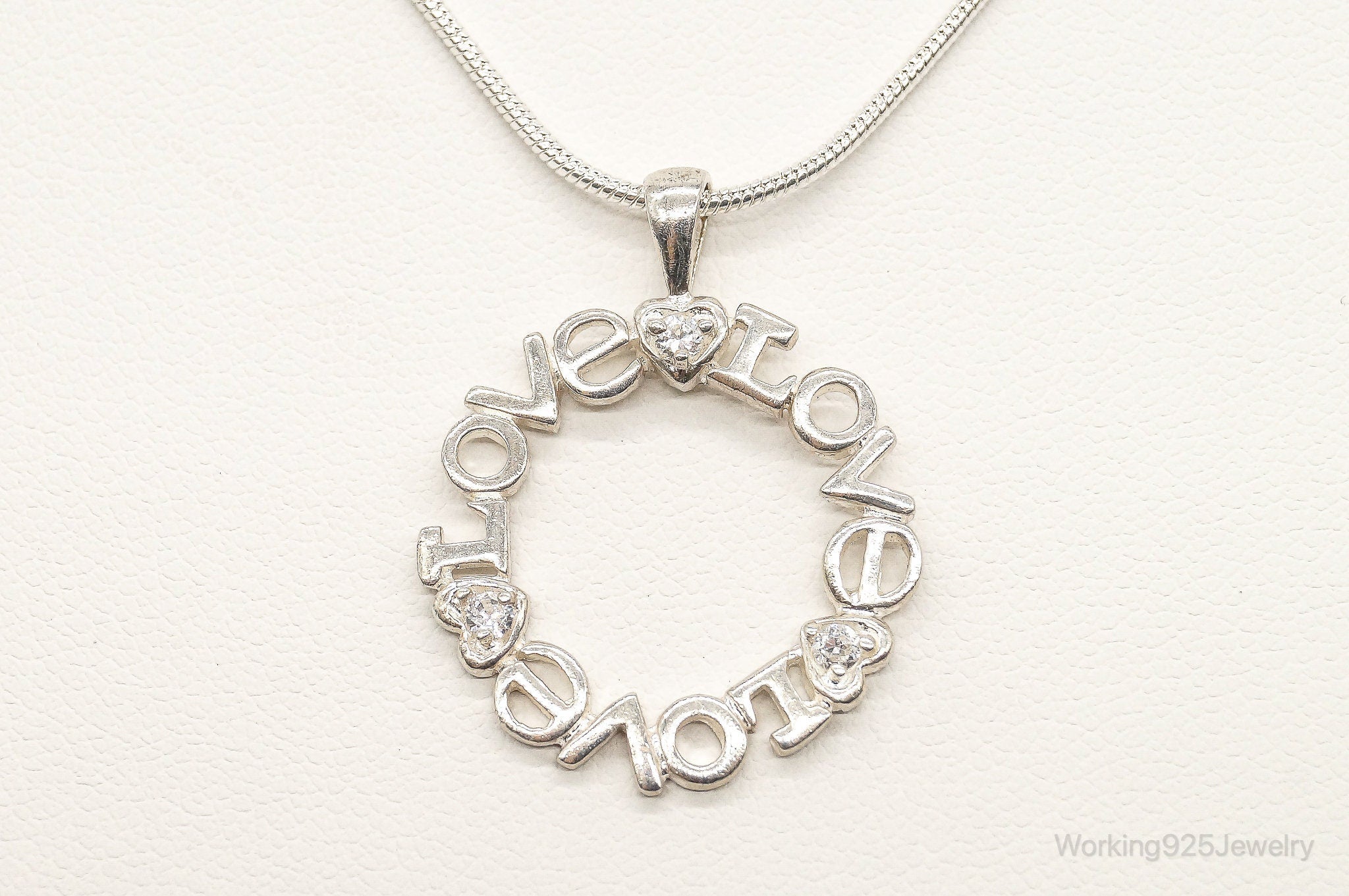 Vintage Cubic Zirconia "Love" Sterling Silver Necklace | Jewelry > Necklaces > Pendants | Wiccan Center