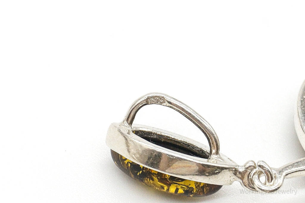 Vintage Amber Modernist Sterling Silver Necklace Pendant | Jewelry > Necklaces > Pendants | Wiccan Center