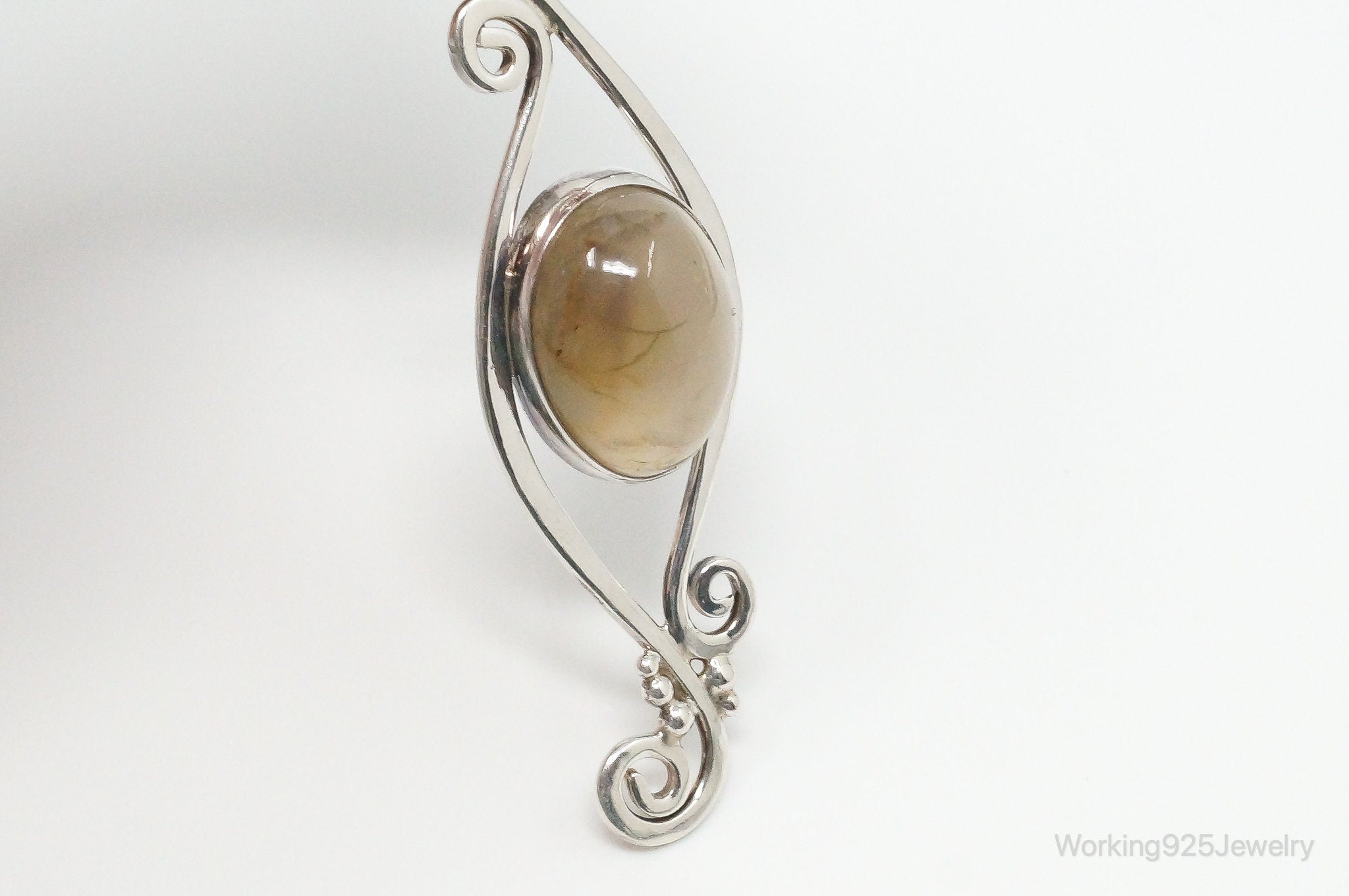 Large Vintage Brown Gemstone Sterling Silver Necklace Pendant | Jewelry > Necklaces > Pendants | Wiccan Center