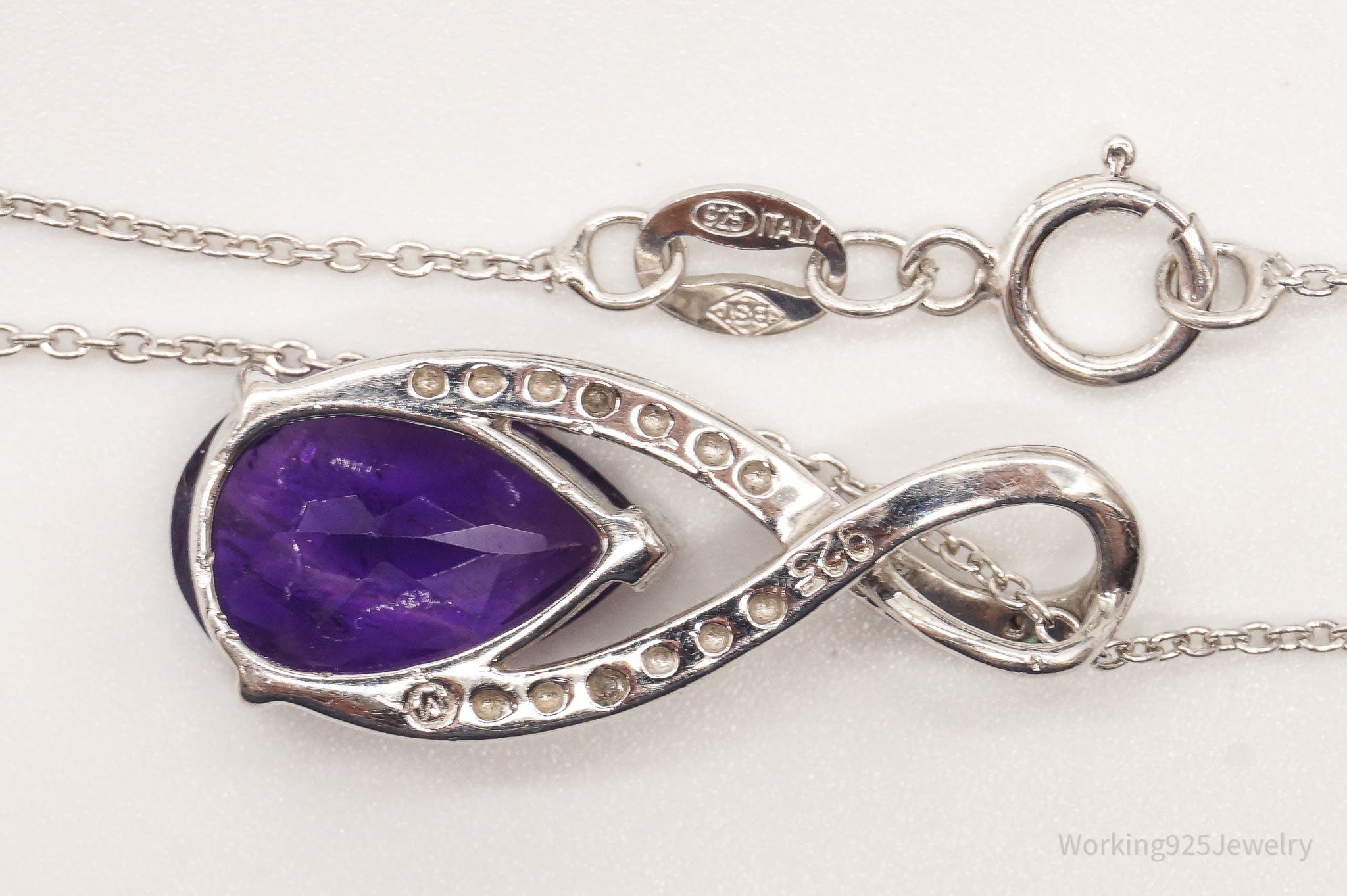 Vintage Designer Amethyst 4 Diamond Sterling Silver Necklace | Jewelry > Necklaces > Pendants | Wiccan Center