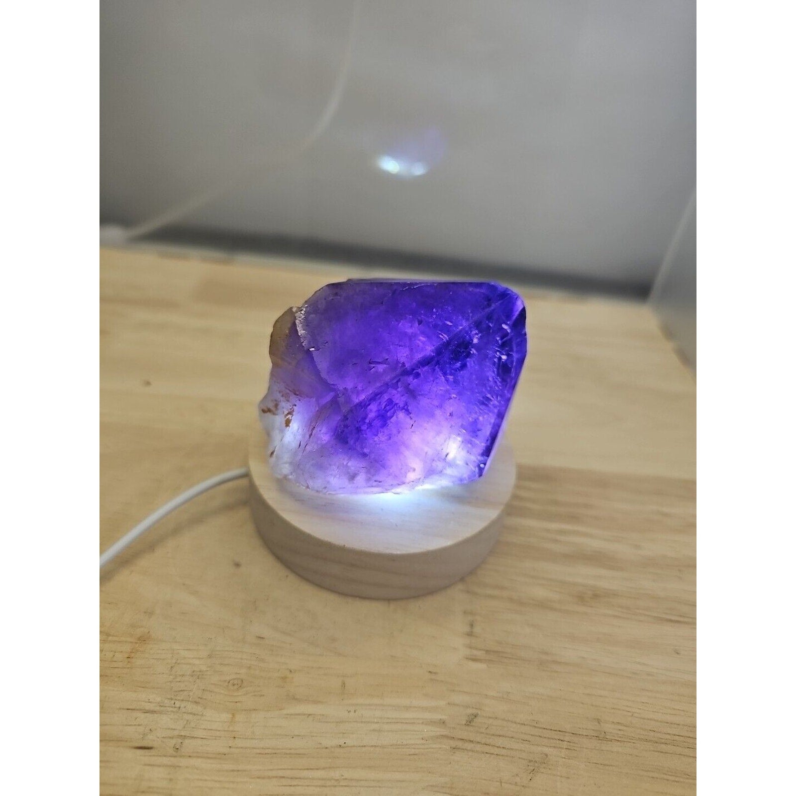 Natural Amethyst Backbone Scepter Crystal with LED — 294g Mineral Specimen | CrystalCloud Company
