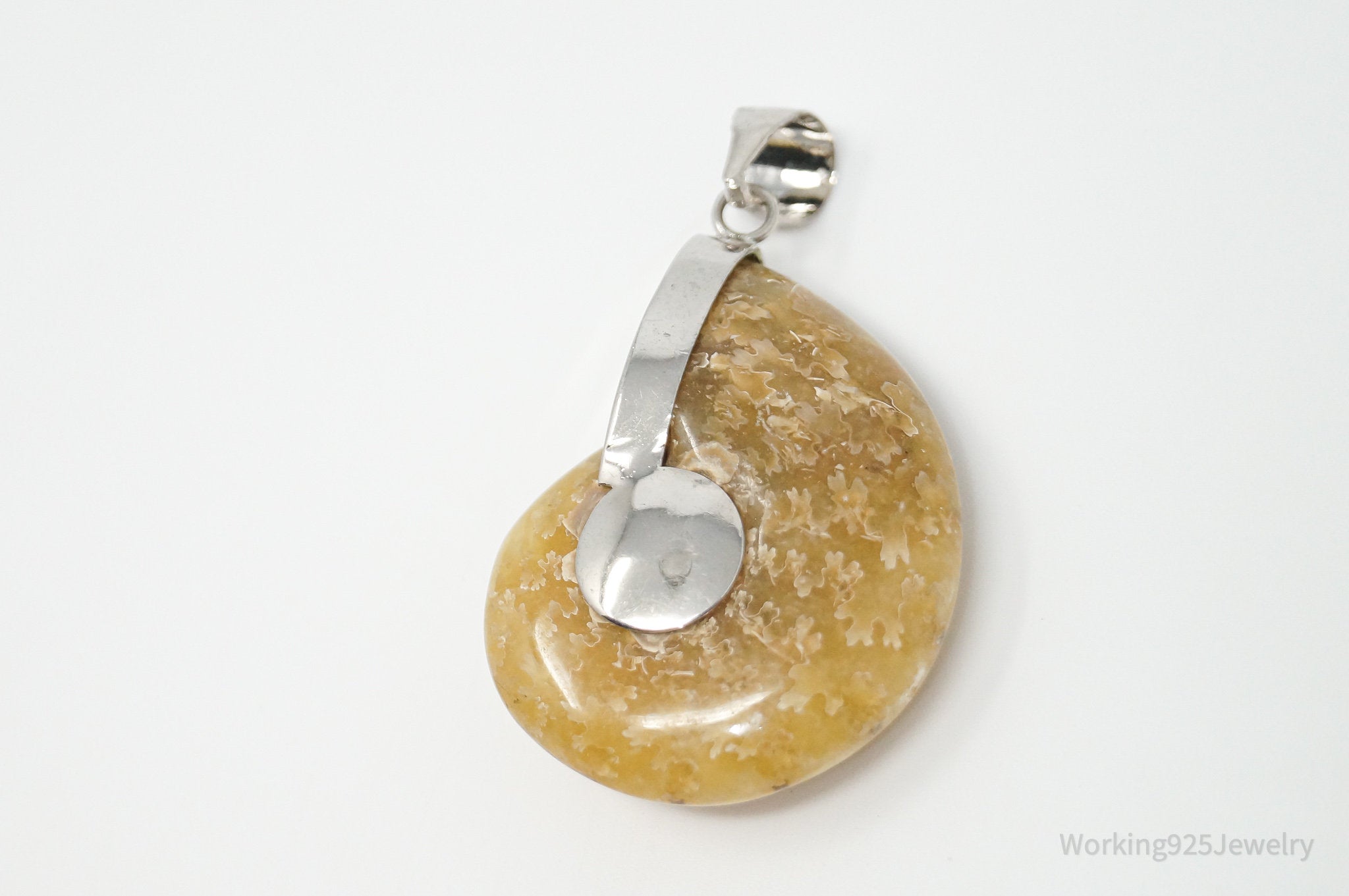 Vintage Nautilus Fossil Shell Sterling Silver Chunky Necklace Pendant | Jewelry > Necklaces > Pendants | Wiccan Center