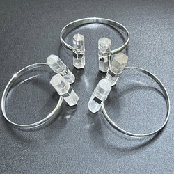 Quartz Crystal Point Adjustable Cuff Bangle Bracelet (Silver Plated) Costume Jewelry Supply | Jewelry > Bracelets > Cuff Bracelets | Wiccan Center