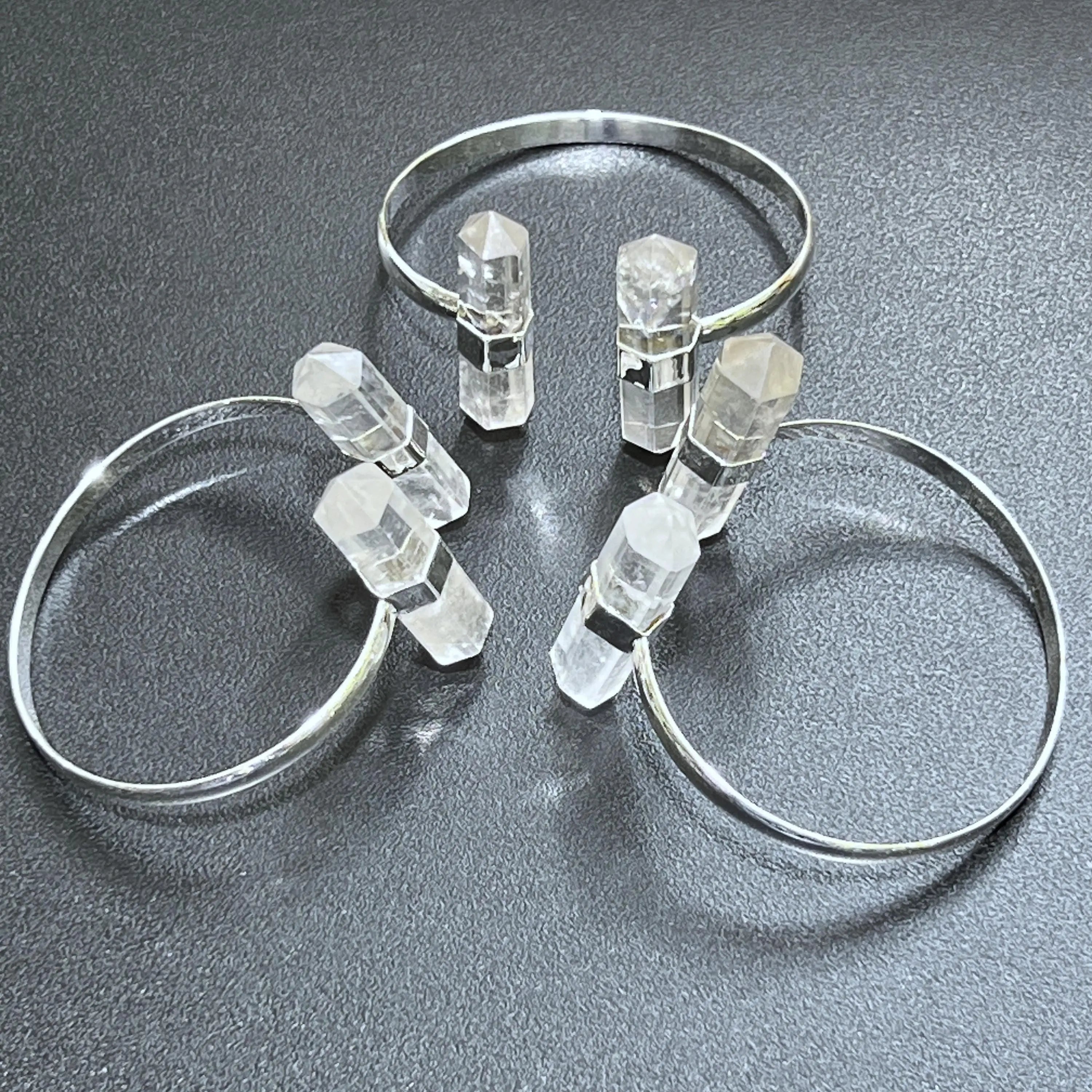 Quartz Crystal Point Adjustable Cuff Bangle Bracelet (Silver Plated) Costume Jewelry Supply | Jewelry > Bracelets > Cuff Bracelets | Wiccan Center