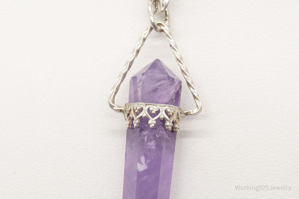 Vintage Amethyst Crystal Cherub Sterling Silver Necklace | Jewelry > Necklaces > Pendants | Wiccan Center