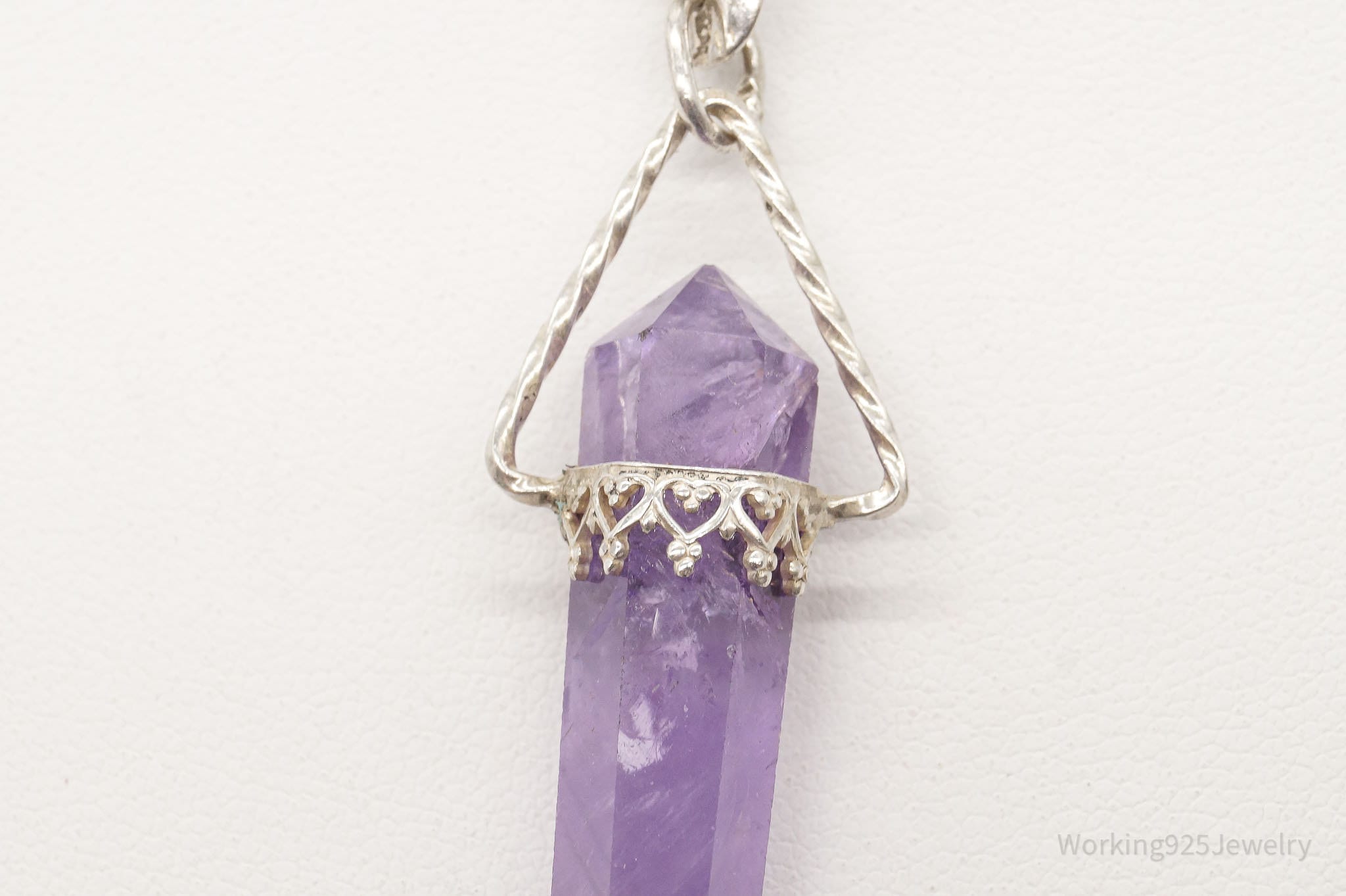 Vintage Amethyst Crystal Cherub Sterling Silver Necklace | Jewelry > Necklaces > Pendants | Wiccan Center