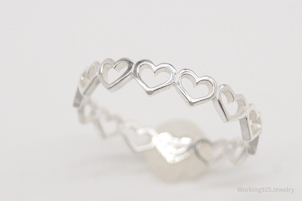 Vintage STE BEE Open Hearts Pattern Sterling Silver Band Ring - Size 8.75 | Jewelry > Rings | Wiccan Center