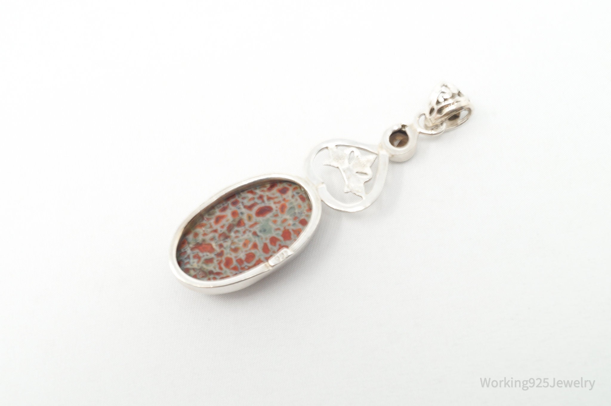 Vintage Large Jasper Smoky Topaz Sterling Silver Necklace Pendant | Jewelry > Necklaces > Pendants | Wiccan Center
