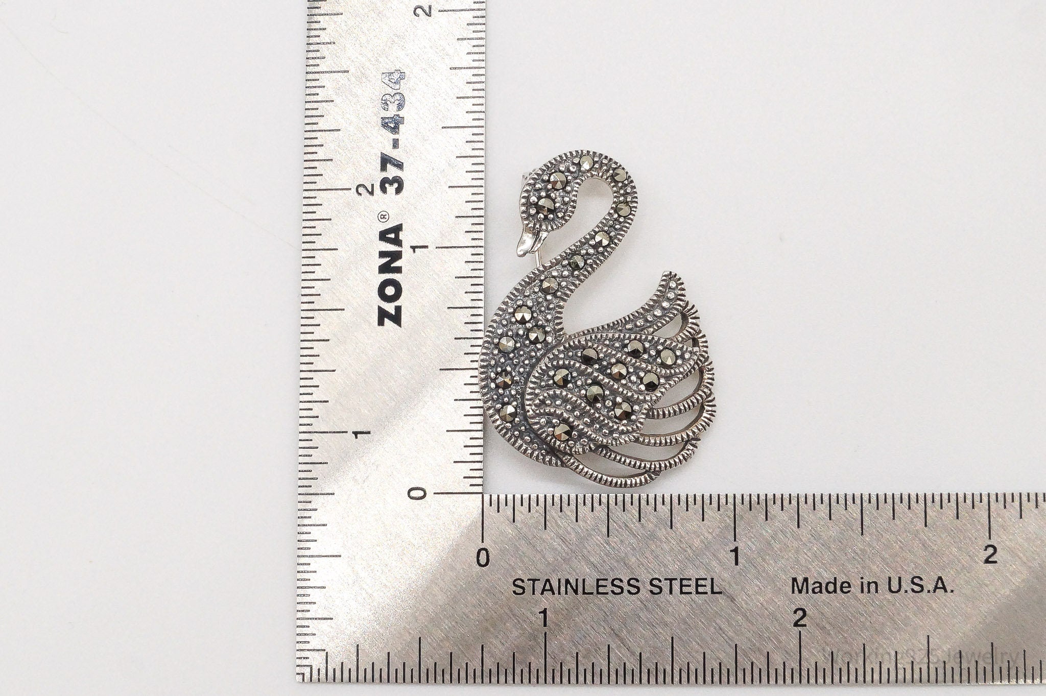 Vintage Marcasite Swan Sterling Silver Brooch Pin | Jewelry > Brooches, Pins & Clips | Wiccan Center