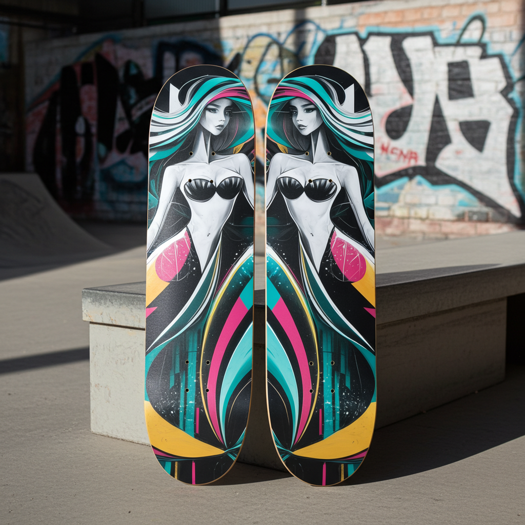 2 Skateboard Series Art - Mod Mermaids | Skateboard | Wiccan Center