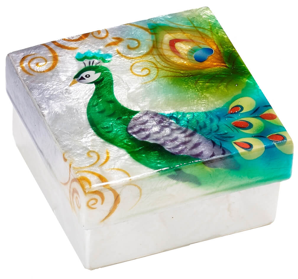 Peacock Capiz Shell Box