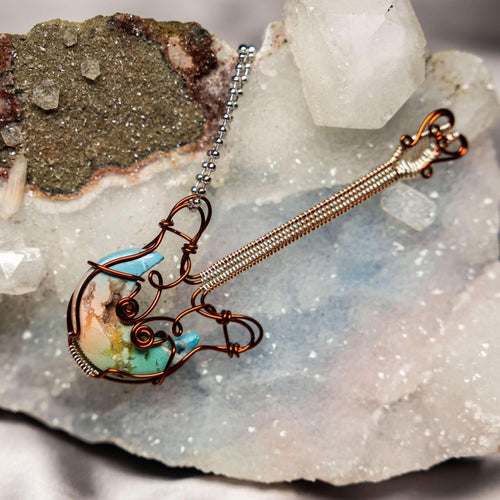 7 Chakras Agate Guitar Wire Wrap Pendant | Wire Wraps | Wiccan Center