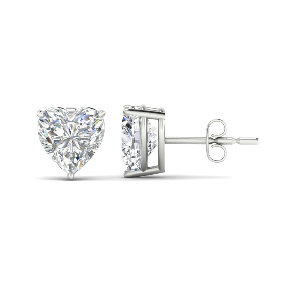 3 Prong Heart Shaped Diamond Solitaire Stud Earring in Basket Setting