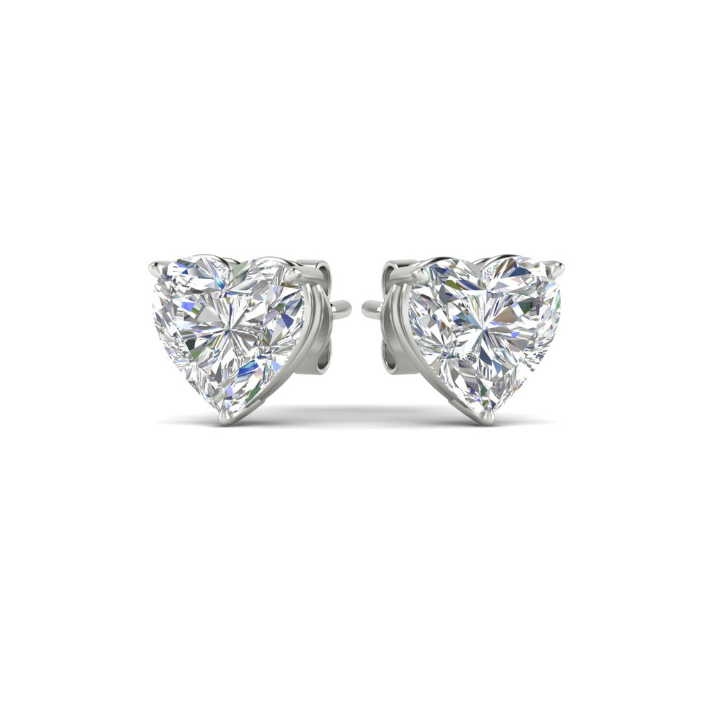 3 Prong Heart Shaped Diamond Solitaire Stud Earring in Basket Setting