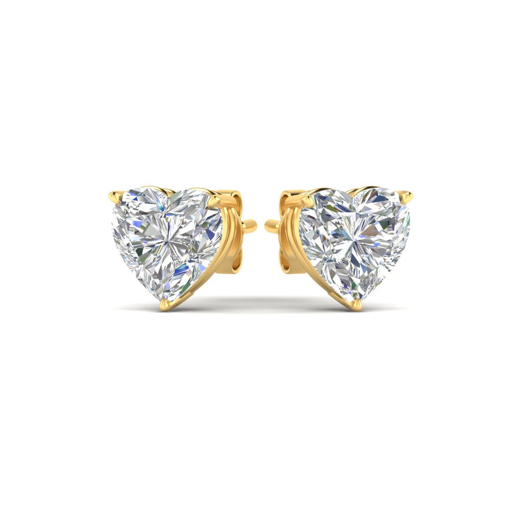 3 Prong Heart Shaped Diamond Solitaire Stud Earring in Basket Setting