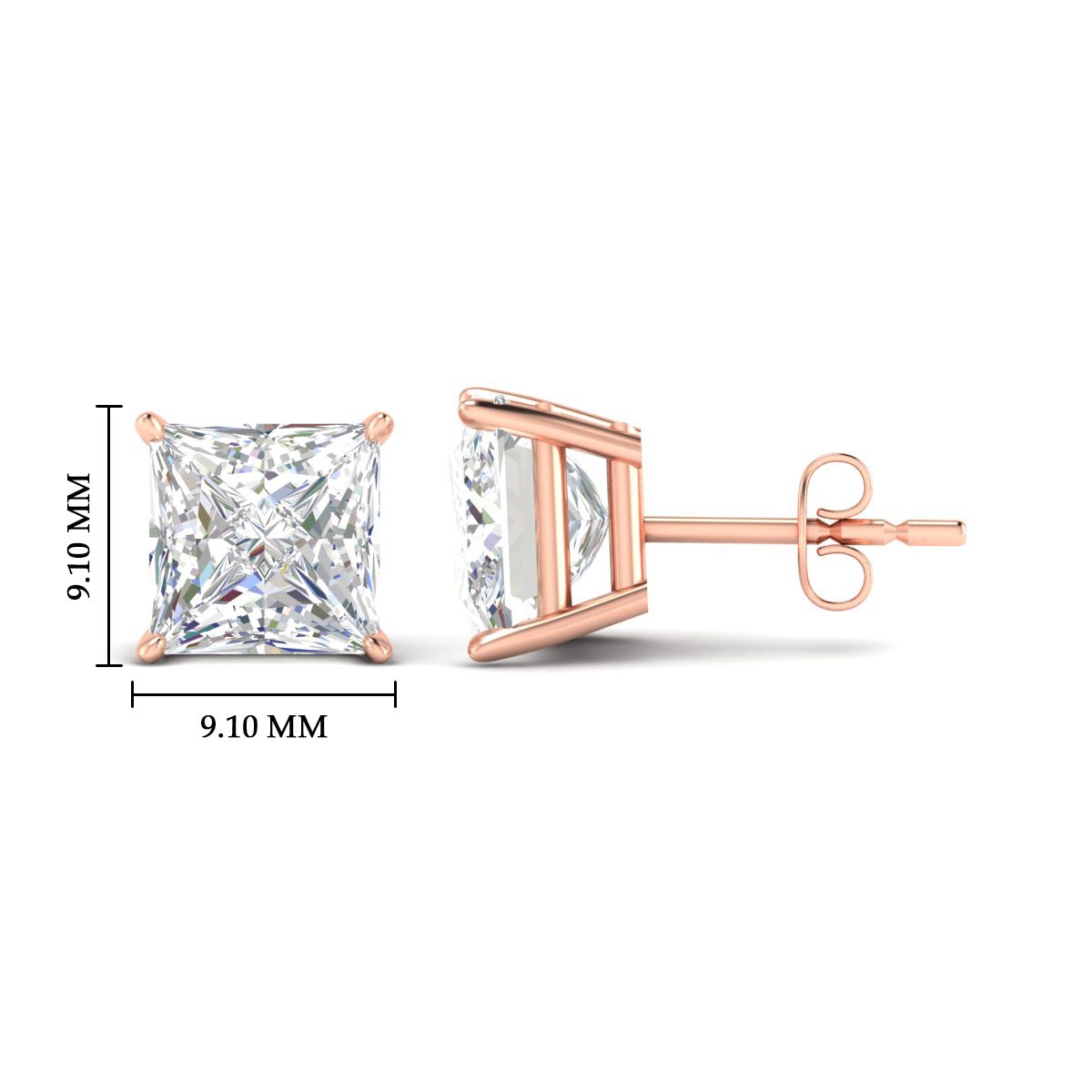 Princess Cut Diamond Solitaire Stud Earrings [IGI Certified]