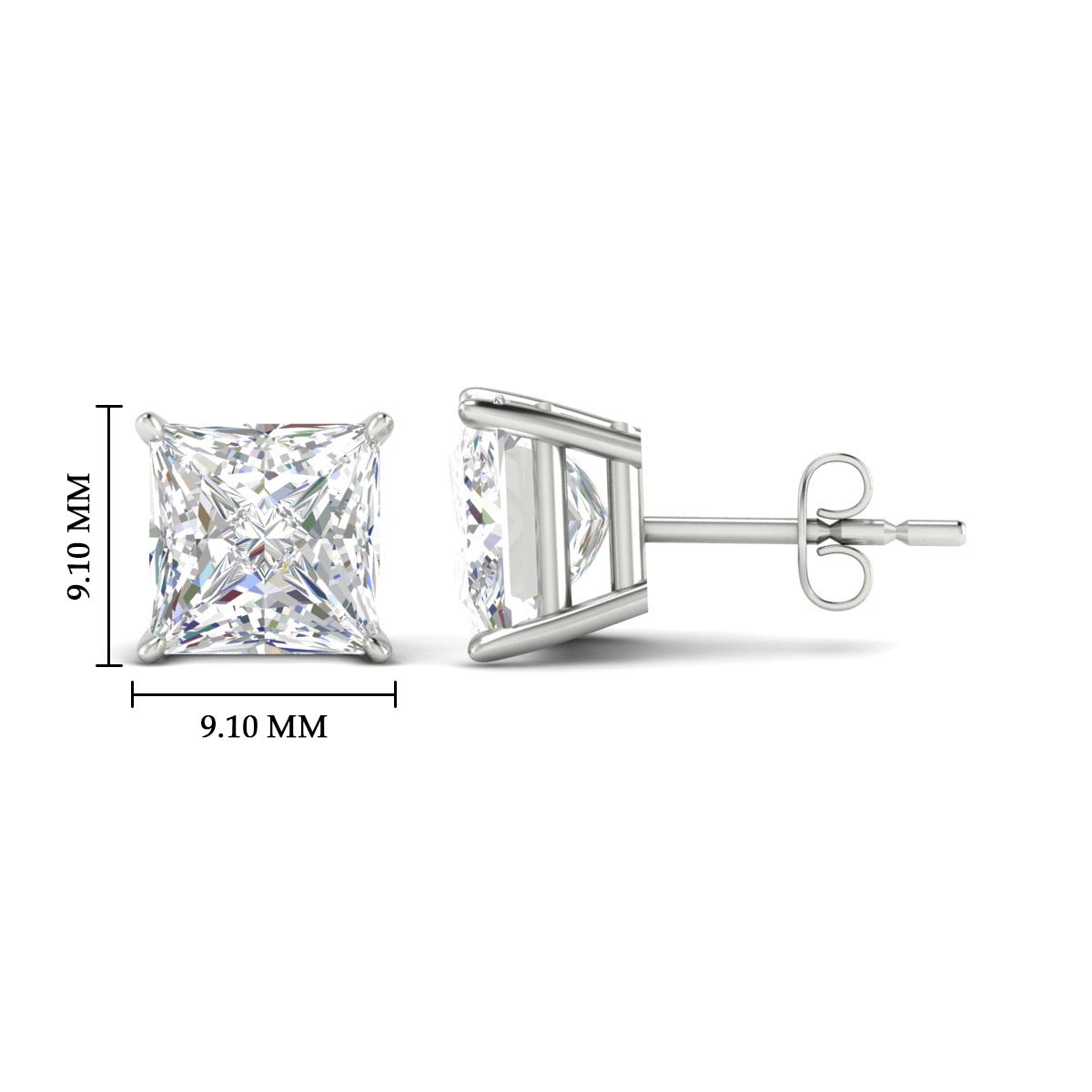 Princess Cut Diamond Solitaire Stud Earrings [IGI Certified]