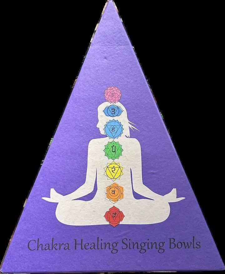 7-Chakra Singing Bowl Set in Purple Pyramid Box | Instruments | Wiccan Center