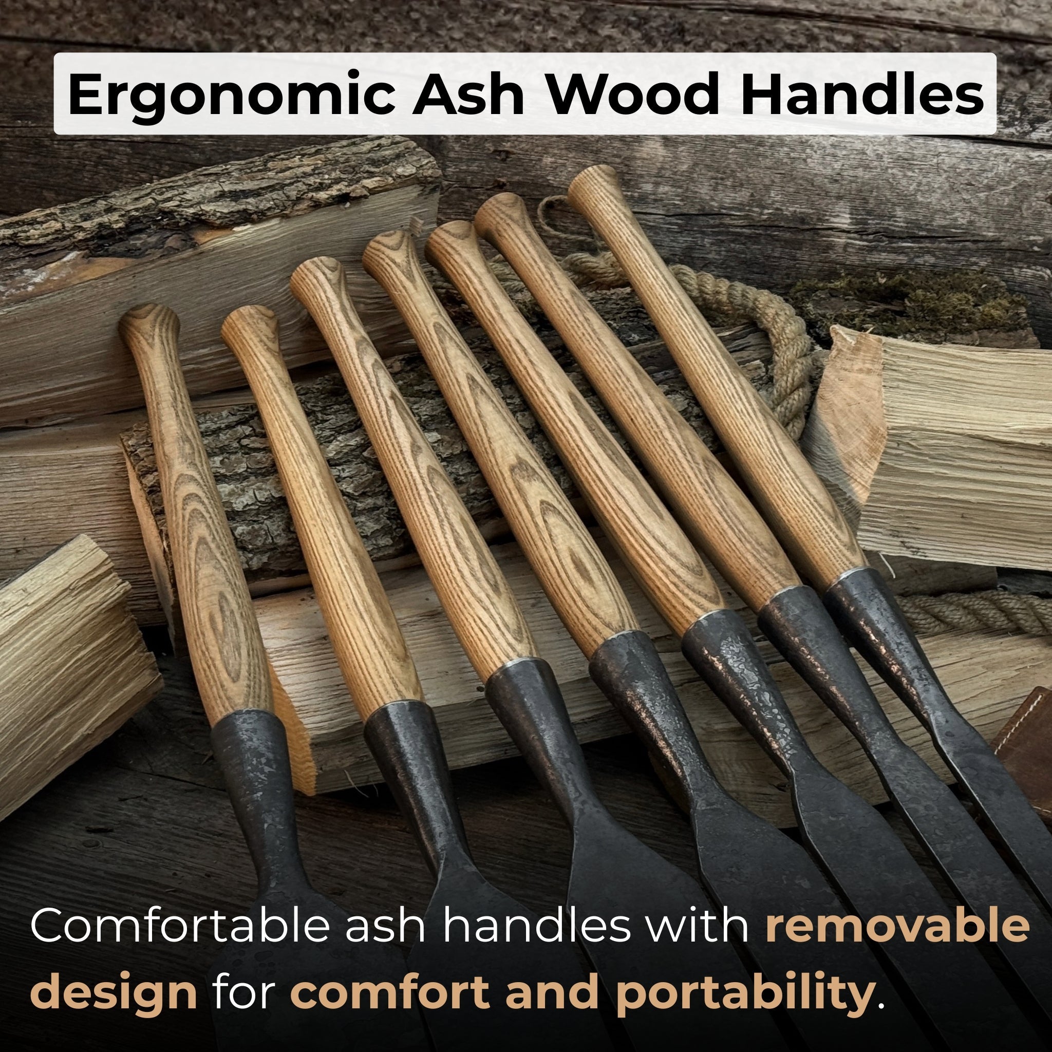 7-Piece Long Timber Framing Chisel Set | Tool Sets | Wiccan Center
