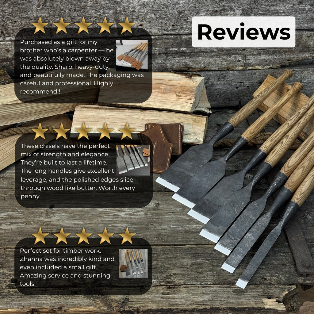 7-Piece Long Timber Framing Chisel Set | Tool Sets | Wiccan Center