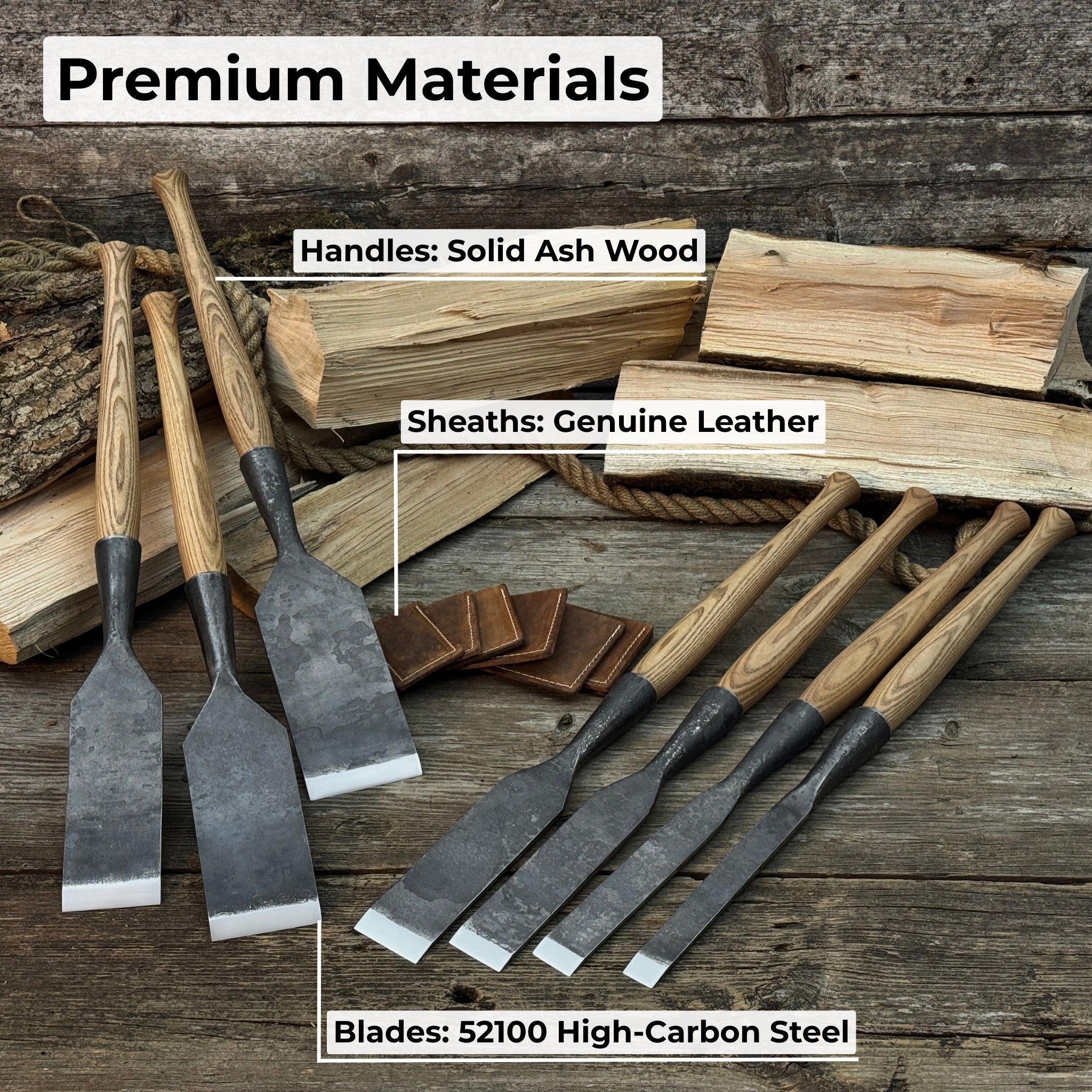 7-Piece Long Timber Framing Chisel Set | Tool Sets | Wiccan Center