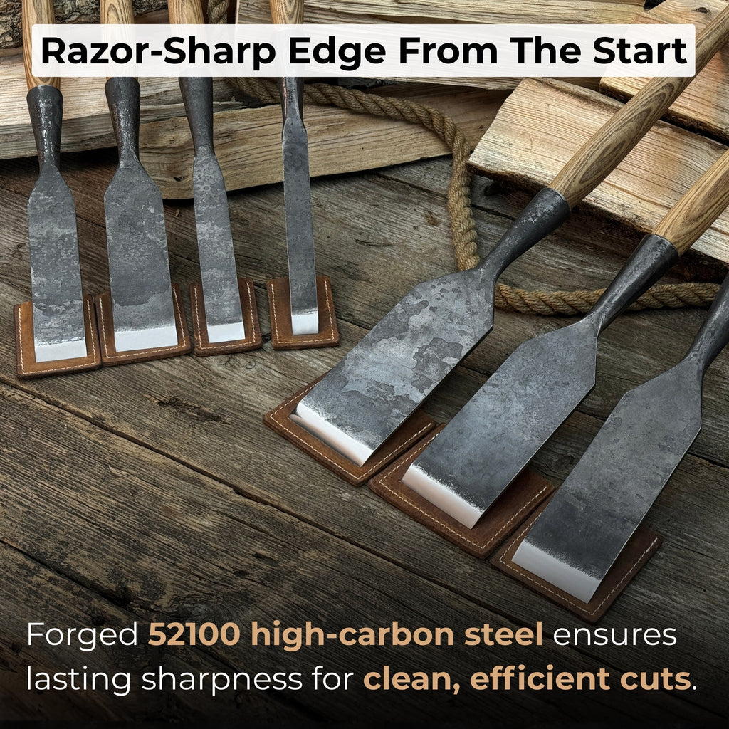 7-Piece Long Timber Framing Chisel Set | Tool Sets | Wiccan Center