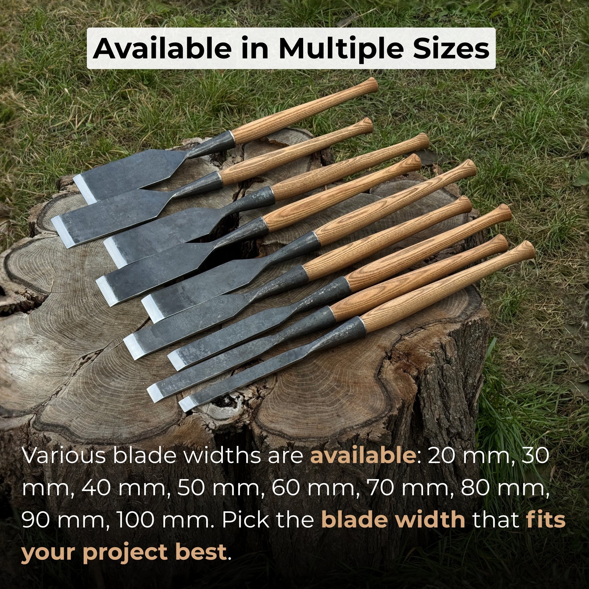 7-Piece Long Timber Framing Chisel Set | Tool Sets | Wiccan Center