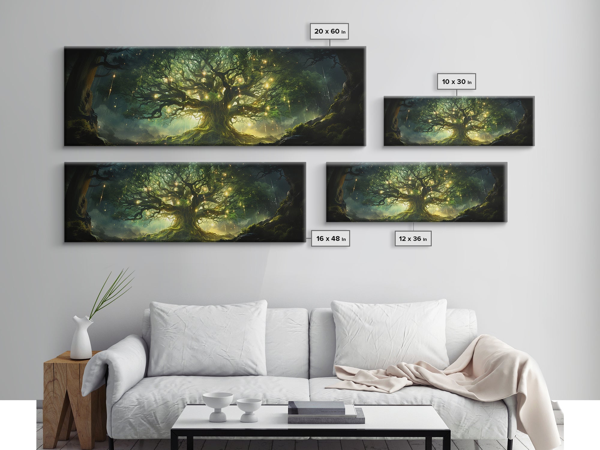 Yggdrasil Colorful Panoramic Painting, Tree of Life Artwork, Nordic Canvas Print, Norse Mythology Art, Mythology Gift, Celtic Artwork