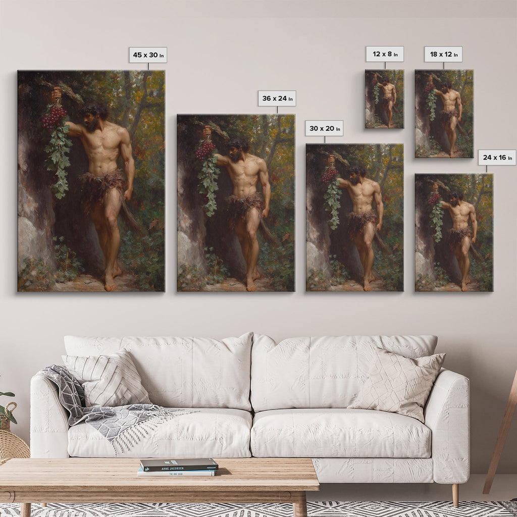 Painting of a Male Figure Canvas Print, Gothic Decor, Dark Academia / Macabre Wall Art, Original Satyr Painting