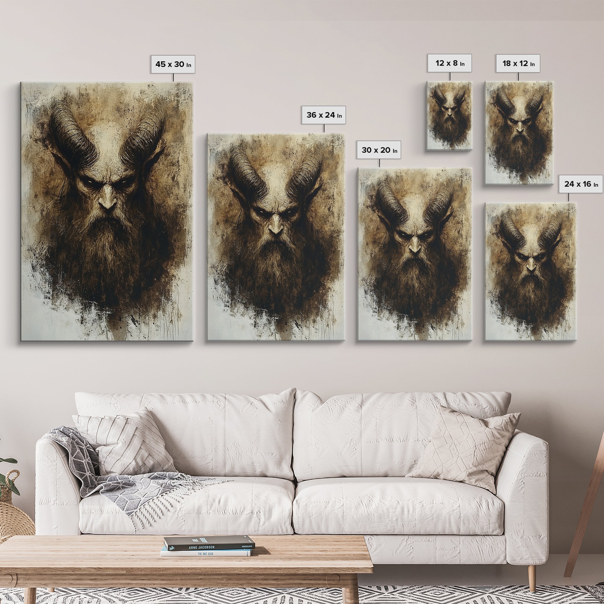 Portrait of a Demon, Framed Canvas Print, Dark Macabre Wall Art