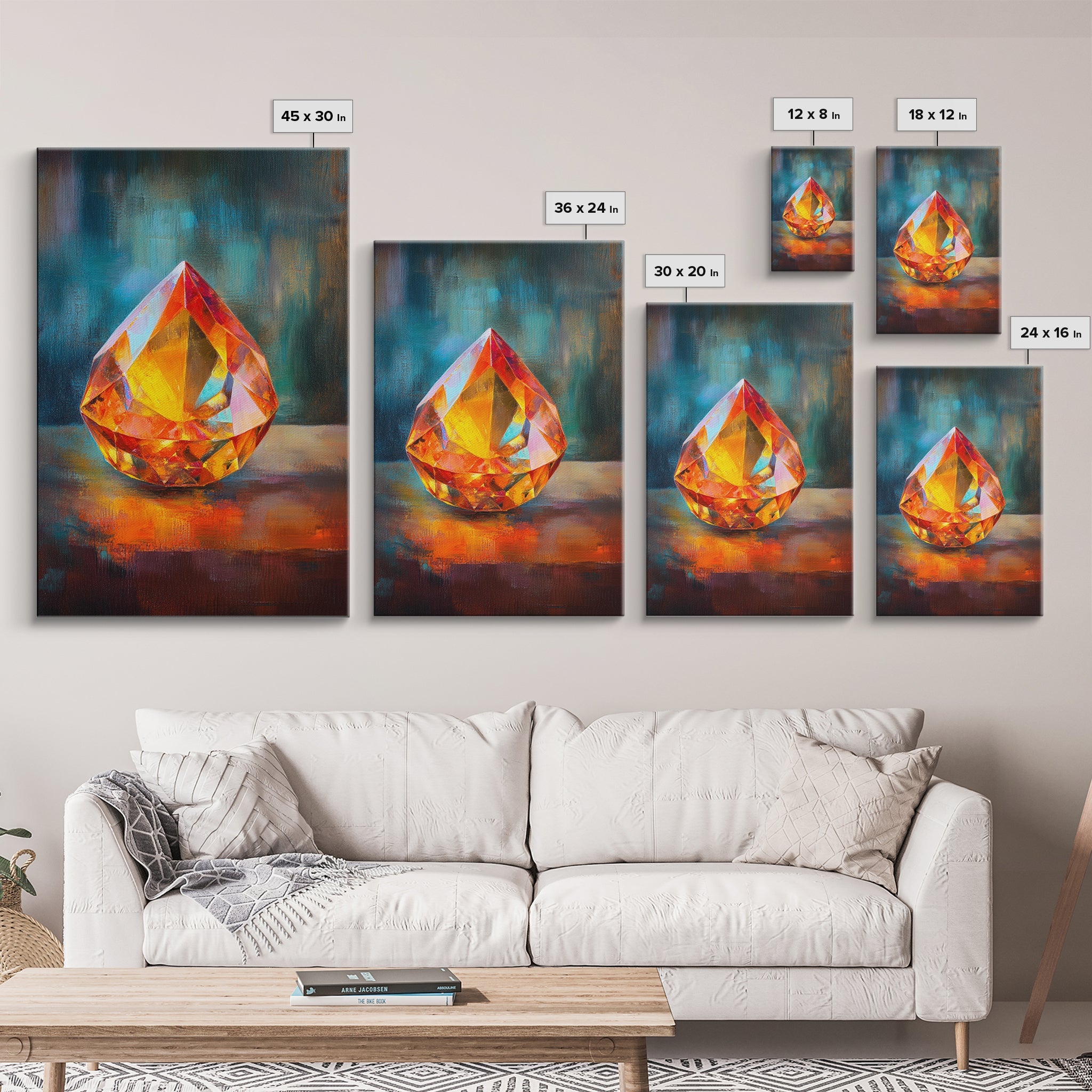 Gemstone Painting Print, Framed Canvas Print, Gemstones Wall Art, Precious Stone Painting, Red Gem, Ruby Painting, Antique Minerals Decor | | Wiccan Center
