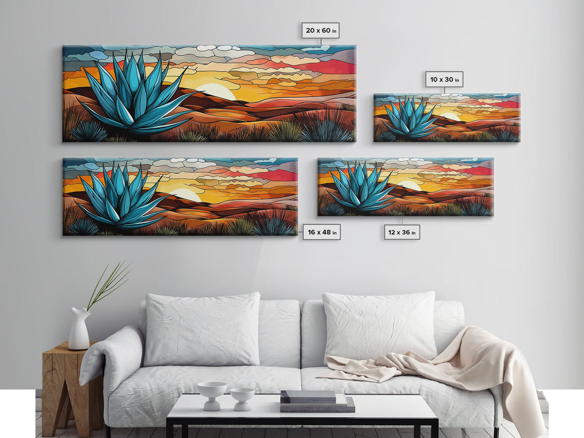 Mexicano Art - Blue Agave At Sunset - Framed Canvas Print - Agave Painting - Blue Agave - Chicano Wall Art - Mexican Art Agave Art | | Wiccan Center