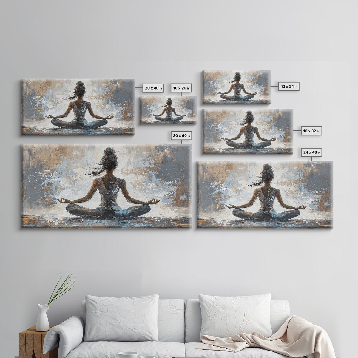 Yoga Pose Canvas Print Zen Abstract Meditation Wall Art Neutral Living Room Modern Therapy Art Gift Idea Unique Minimalist Decor | | Wiccan Center