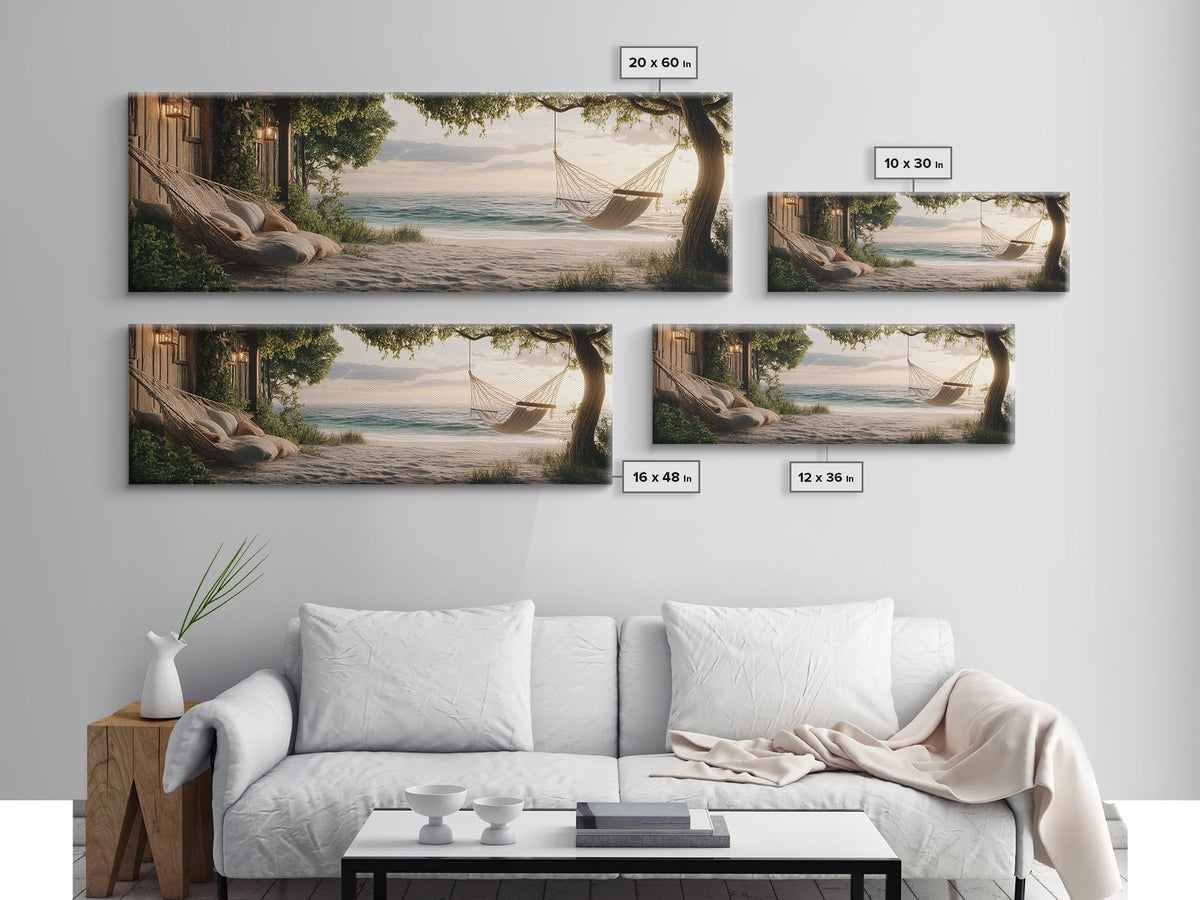 Hammock Sunset Canvas Print Coastal Landscape Art Rustic Cottagecore Wall Art Bedroom Serenity Horizontal Living Room Decor | | Wiccan Center
