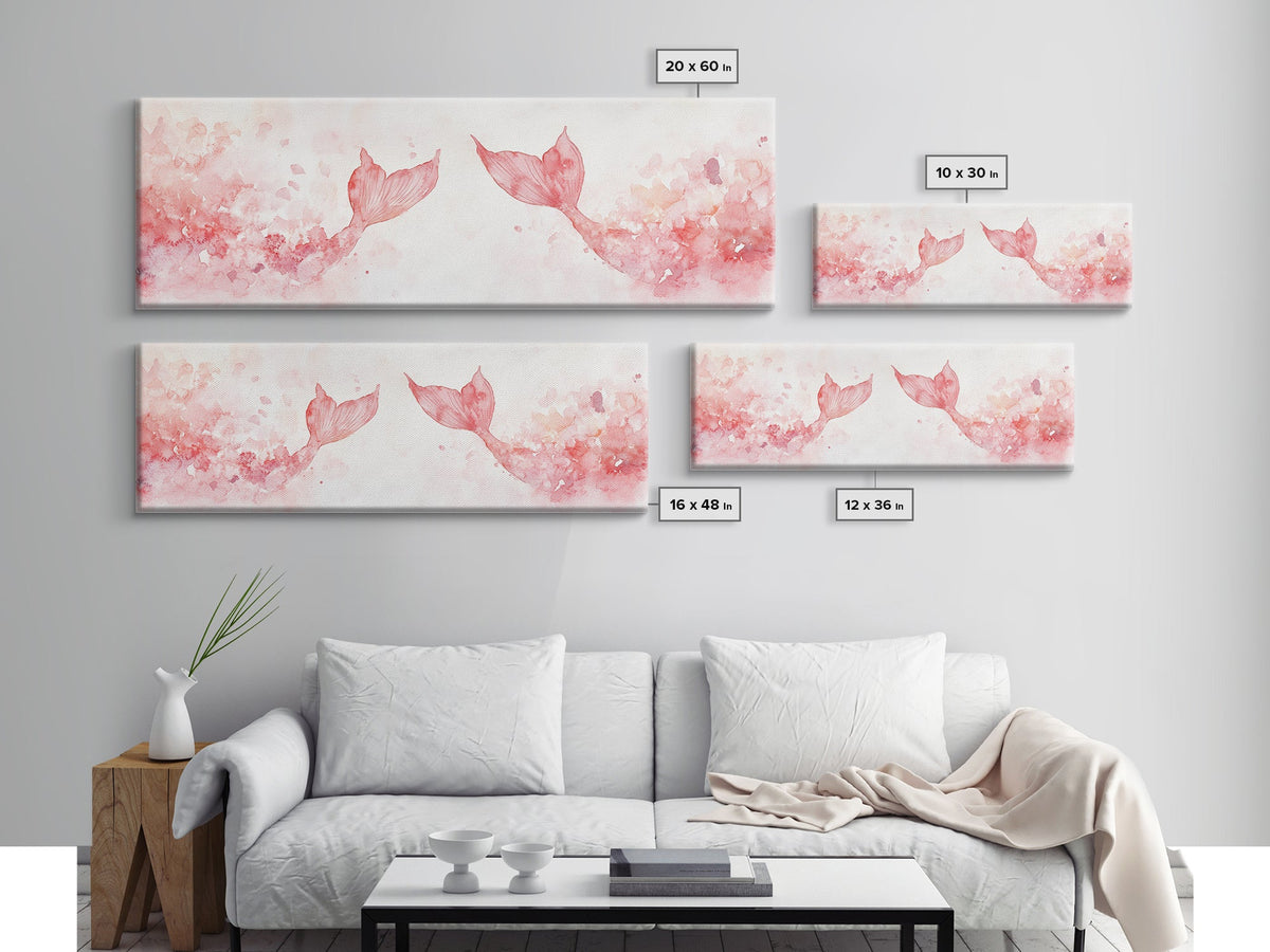 Mermaid Tail Canvas Print Whimsical Light Pink Wall Art Nautical Artwork Cottagecore Bedroom Decor Gift Idea For Her | | Wiccan Center