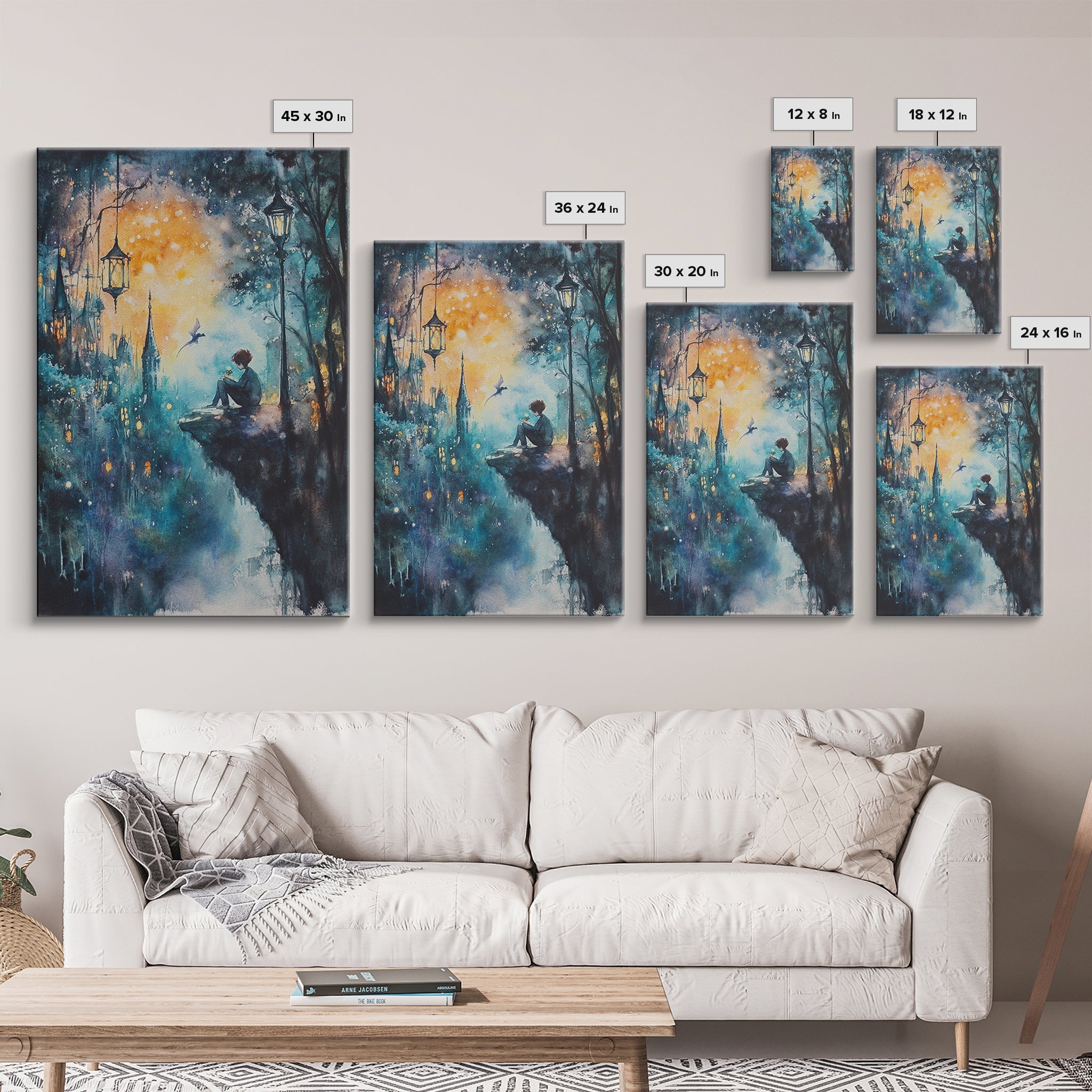 Magical Nightscape Framed Canvas Print Whimsical Fantasy Art Moody Wall Art Gift Idea Living Room Decor Dark Romantic Artwork | | Wiccan Center