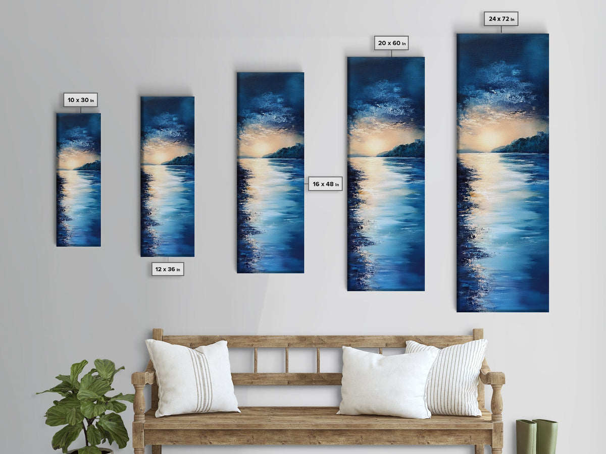 Sunset Over Water, Horizon Painting, Moody Art, Coastal Landscape Art, Guest Room Art, Nautical Decor, Canvas Print | | Wiccan Center