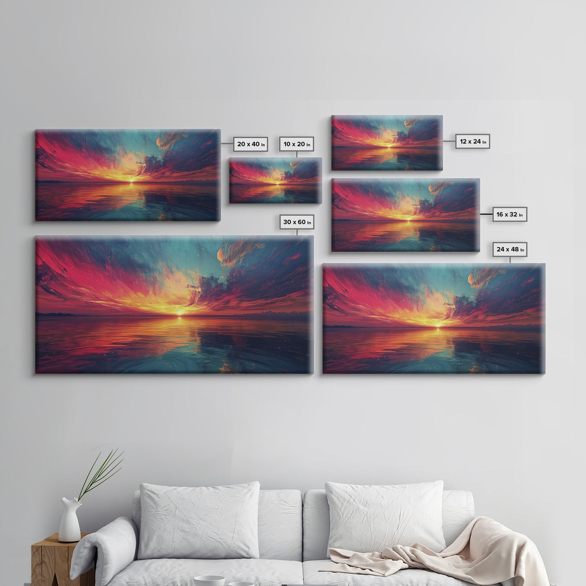 Cosmic Sunset, Dark Romance, Lofi Art, Moody Wall Art, Extra Wide Art, Above Couch Art, Framed Canvas Print, Bedroom Decor | | Wiccan Center