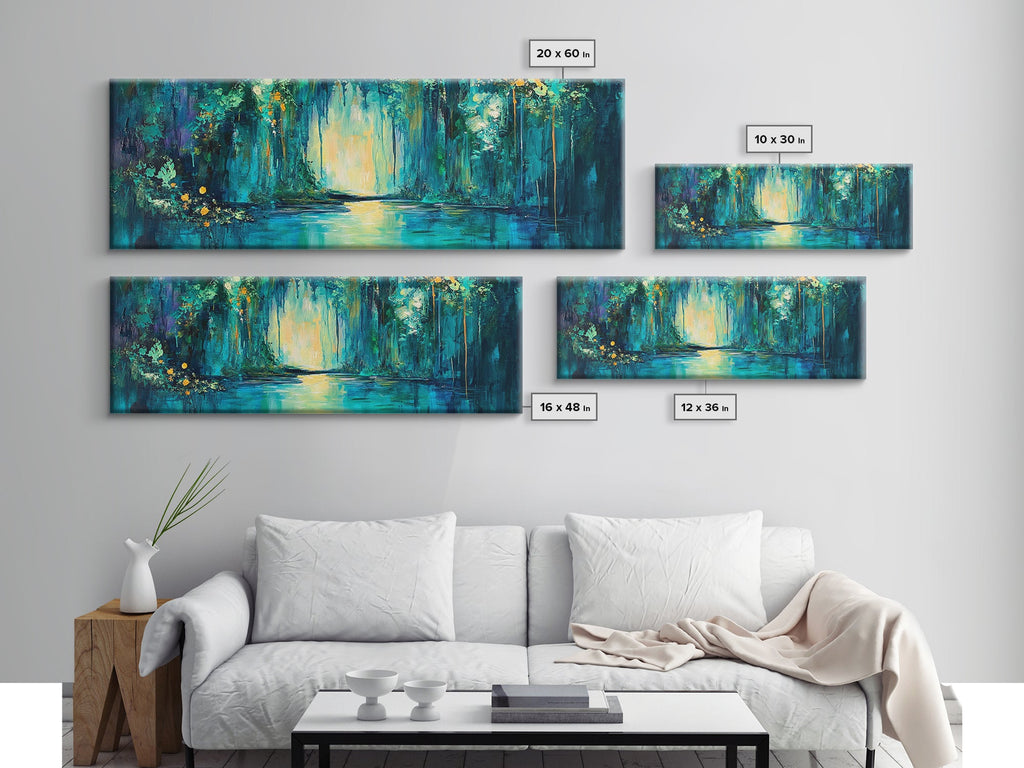 Magical Forest Lake Framed Canvas Print Fantasy Nature Wall Art Mystical Greenery Home Decor Living Room Office Gift | | Wiccan Center