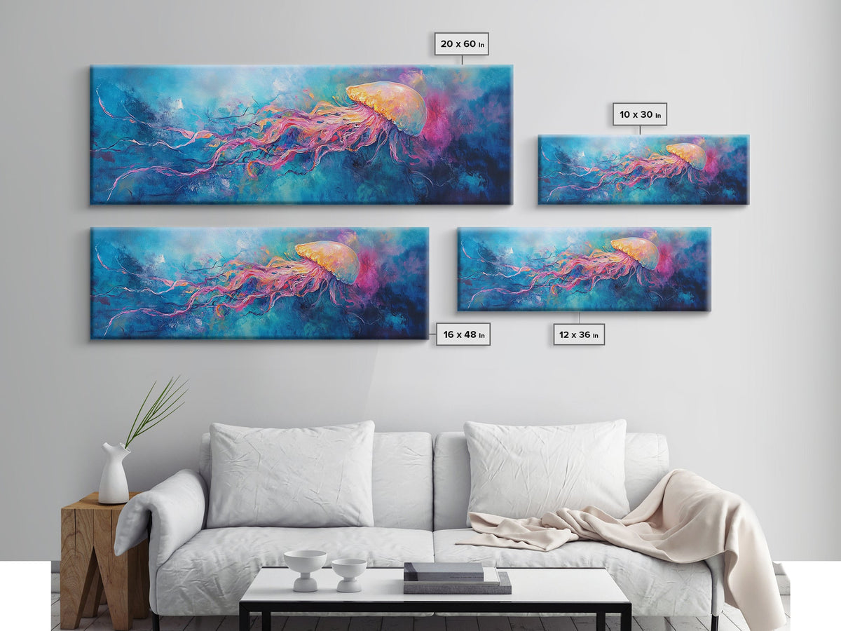 Jellyfish Underwater Fantasy Canvas Print, Vibrant Ocean Life Wall Art, Deep Sea Painting, Marine Bedroom Decor, Nature Lover Gift | | Wiccan Center